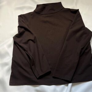 Eileen Fisher Dark Brown Long Sleeve Turtleneck Top
